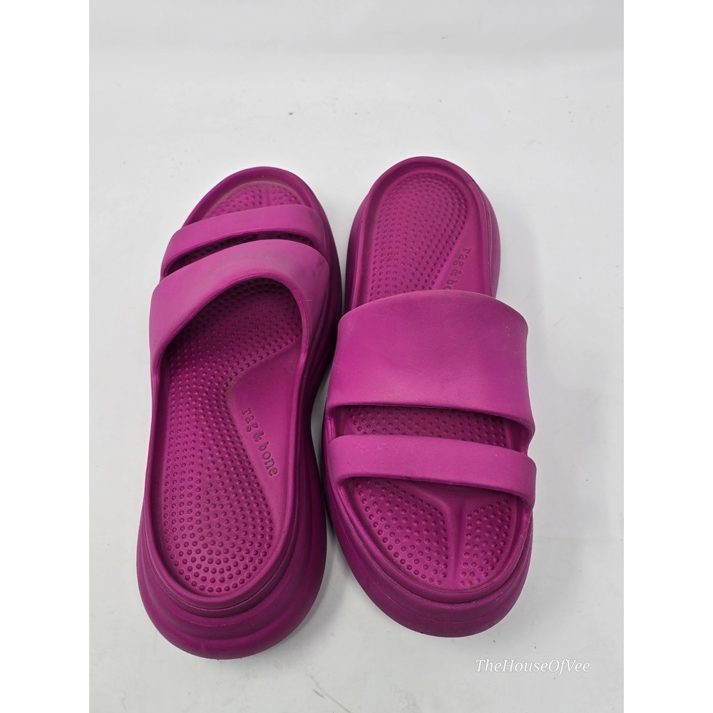 Rag & Bone Womens 9 Sandal Slide Chunky Platform Double Strap EVA Bright Pink - Picture 2 of 4
